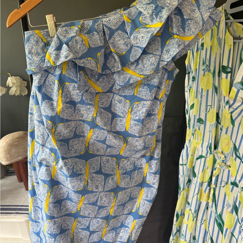 Lilly Pulitzer Blue and Yellow One Shoulder Dress